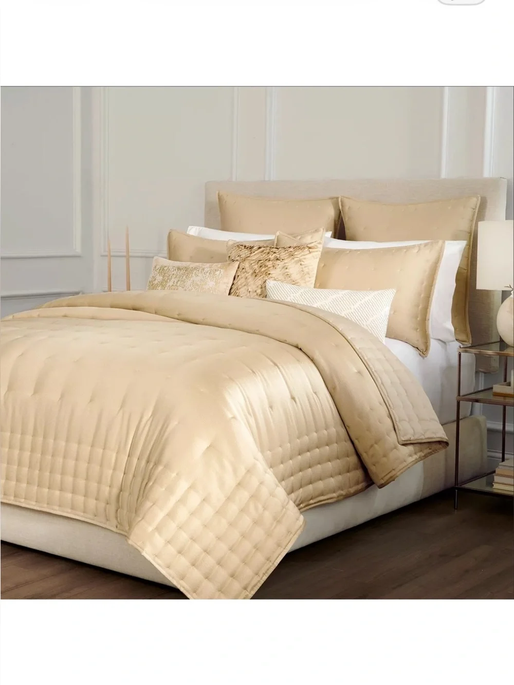 NWOT Donna Karan Home Hammered Silk Blend Quilt & Shams 5 Pc Set